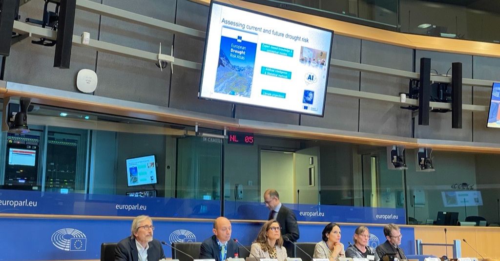 Presentation of the European Drought Risk Atlas at the EU Parliament.